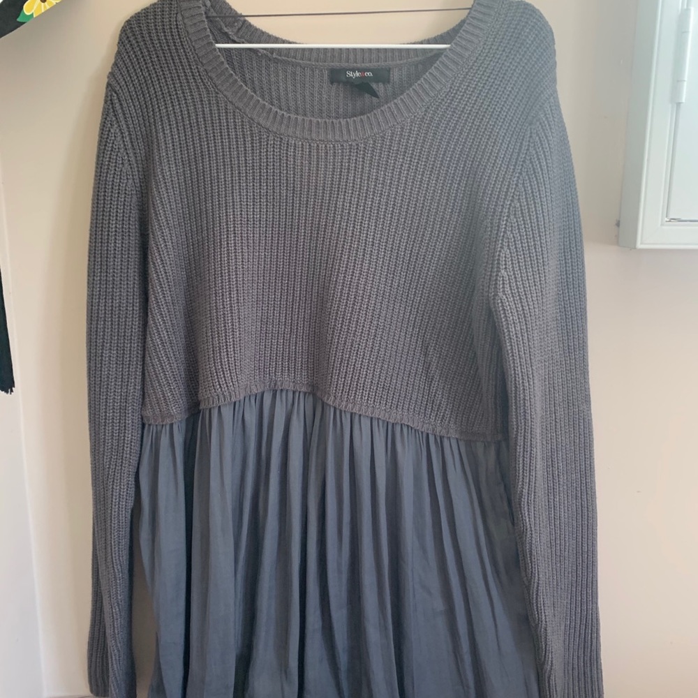 knit grey baby doll sweater